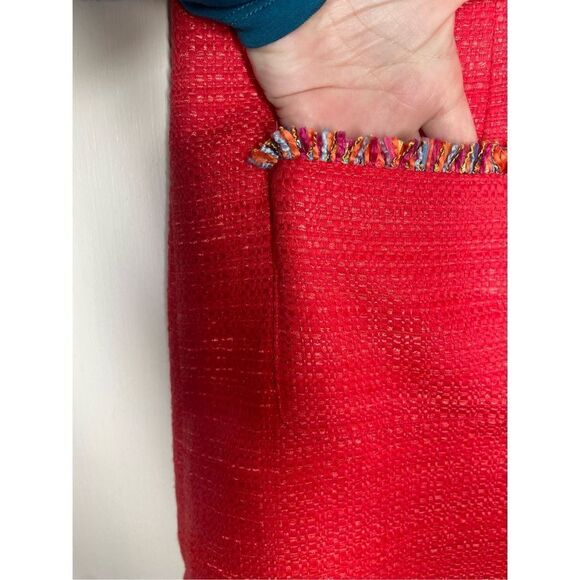 Talbots TEXTURED FRINGE-NECK SHIFT Red DRESS size 14 - Picture 5 of 14